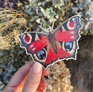 Peacock butterfly wooden Christmas decoration