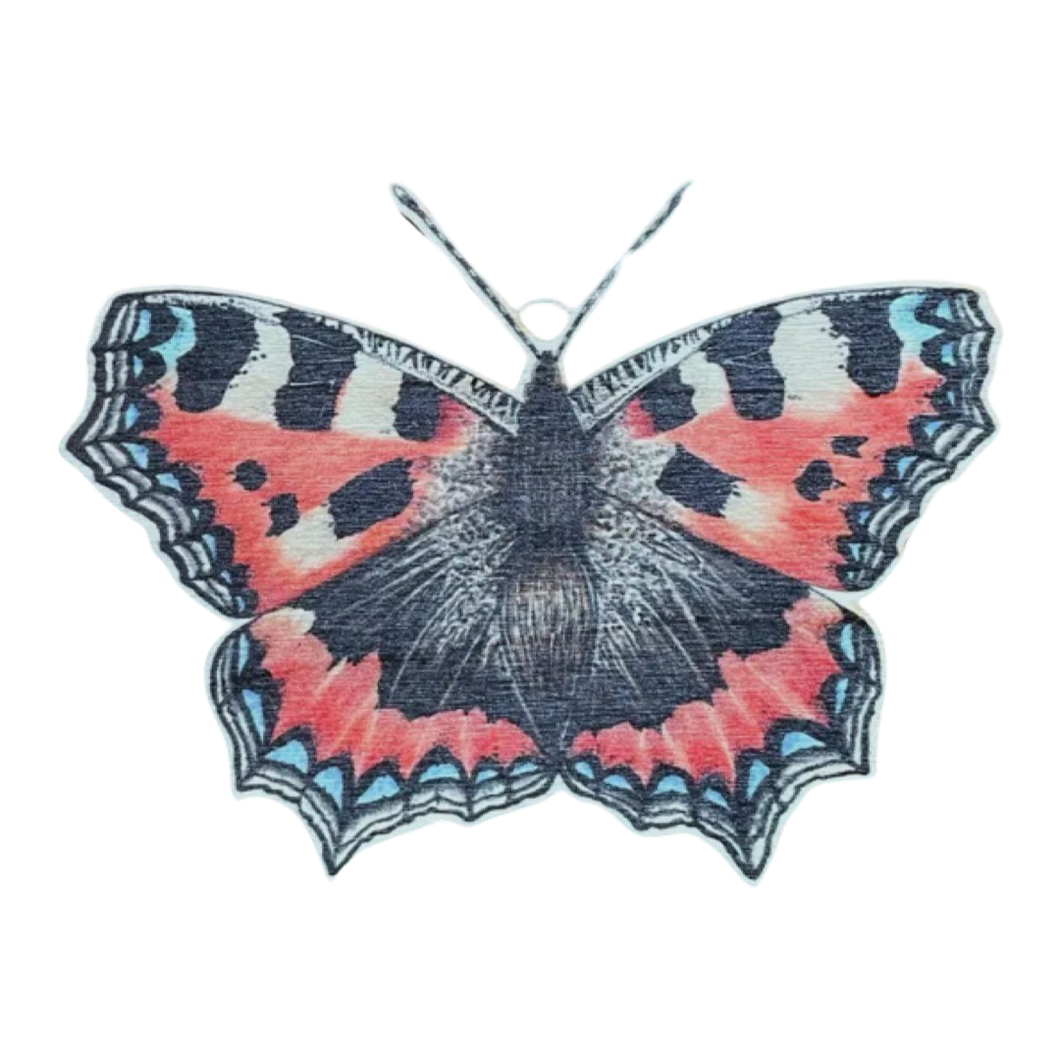 Small Tortoiseshell butterfly wooden Christmas decoration