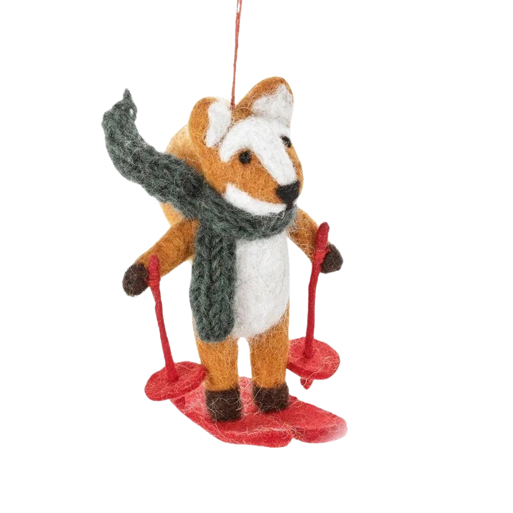 Felix the Skiing Fox Felt Hanging Decoration