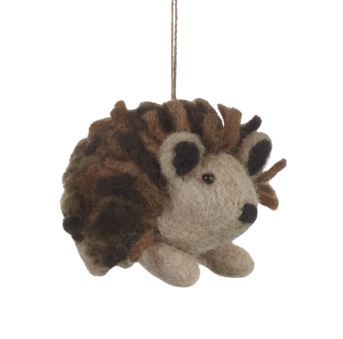 Brown Hedgehog Felt Hanging Decoration