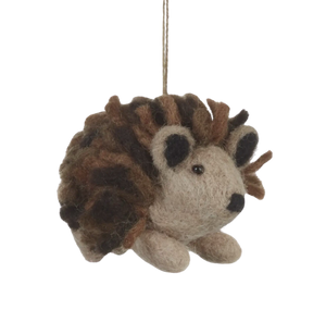 Brown Hedgehog Felt Hanging Decoration