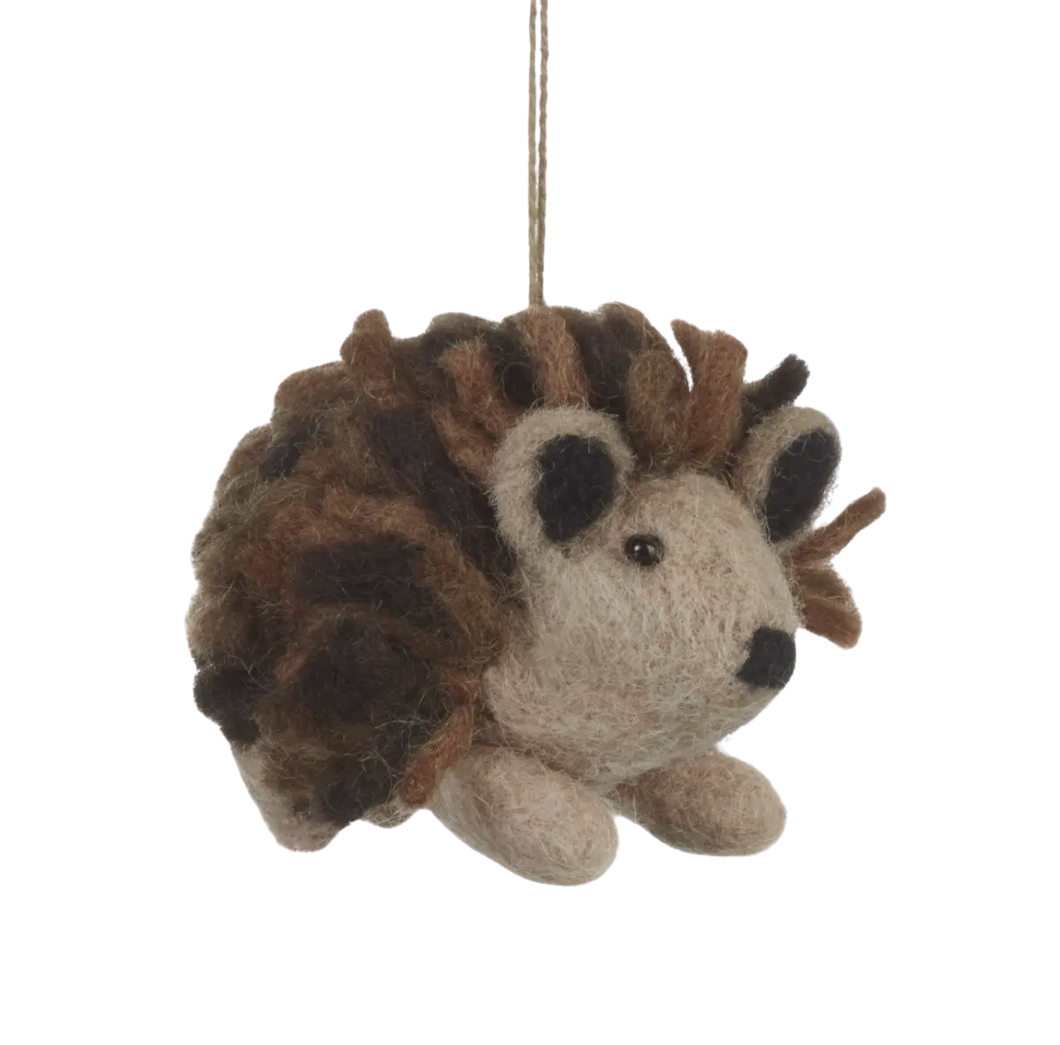 Brown Hedgehog Felt Hanging Decoration