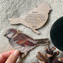 Load image into Gallery viewer, Sparrow Illustrated Wooden Christmas Decoration