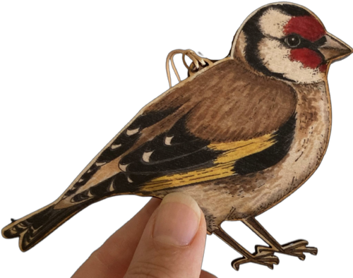 Goldfinch Illustrated Wooden Christmas Decoration