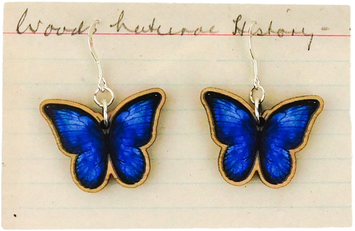 Morpho Butterfly Wooden Earrings
