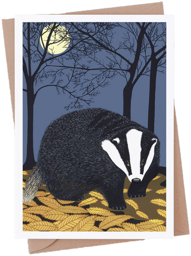 Badger in the Moonlight Card