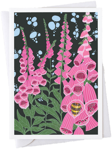 Foxglove and Honey Bee Card