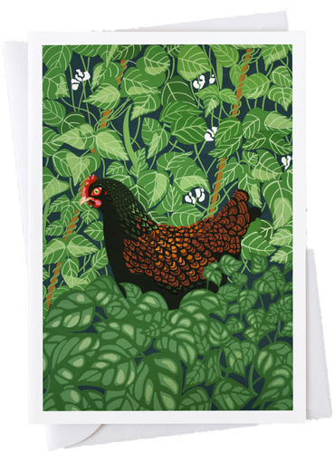 Hen in the Beans Card