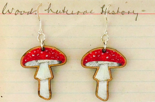 Fly Agaric Fungi Wooden Earrings