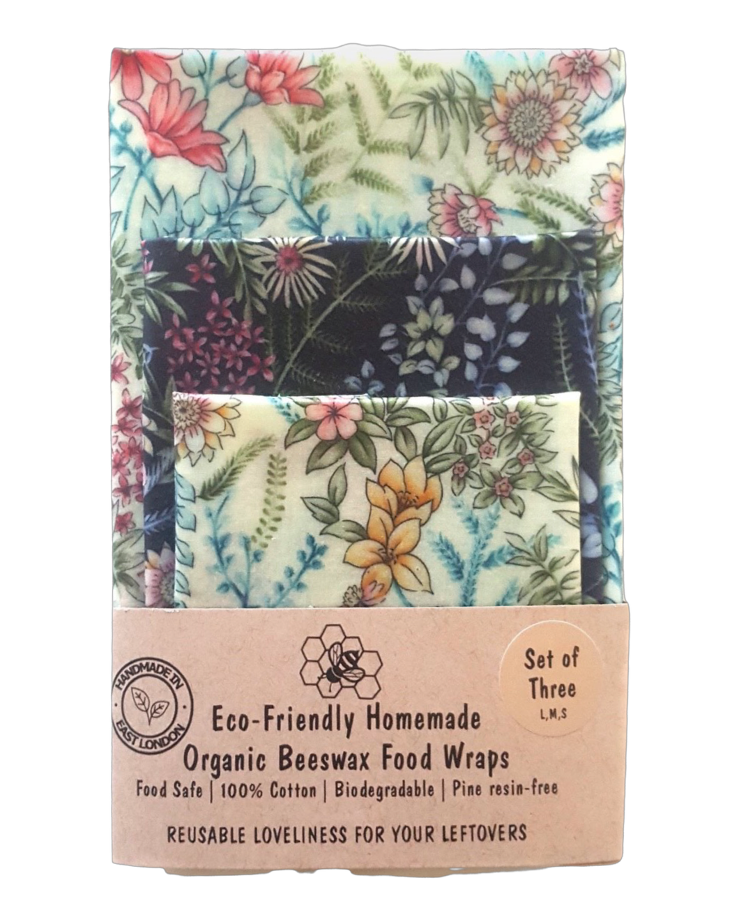 Organic Beeswax Wraps (L, M, S) - Botanical