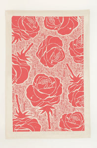 rose print tea towel